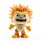 Colorful Cartoon Monster Figurine With Spiky Hairstyle On White Background