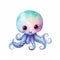 Colorful Cartoon Octopus Watercolor Artwork