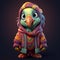 Colorful Cartoon Parrot In Zbrush Style With Sweaters