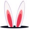 Colorful cartoon rabbit ears hole icon.