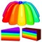 Colorful cartoon rainbow jelly pudding set