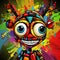 Colorful Cartoon Robot With Grotesque Caricatures And Aztec Art