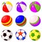 Colorful cartoon rubber ball set