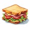 Colorful Cartoon Sandwich Vector Illustration On White Background