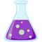 Colorful cartoon science test tube icon poster.