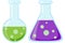 Colorful cartoon science test tube icon set.