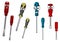 Colorful cartoon screwdrivers characters