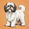 Colorful Cartoon Shih Tzu Drawing With Distinct Markings