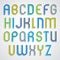 Colorful cartoon slim font, retro upper case letters