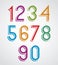 Colorful cartoon slim rounded numbers.