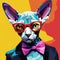 Colorful Cartoon Sphynx Cat With Bow Tie: Neo-pop Art Inspired Image