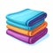 Colorful Cartoon Stack Of Towels - Flat Design Vector Illustration
