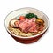 Colorful Cartoon-style Bacon Ramen Bowl With Chopsticks