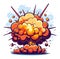 Colorful cartoon style explosion with clouds and sparks. Dynamite blast comic effect for animation. Explosive boom and