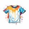 Colorful Cartoon Style T-shirt Design Graphic On White Background