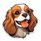 Colorful Cartoon Style White Doghead Sticker Of A King Charles Spaniel