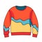 Colorful Cartoon Sweater With Water Waves Design