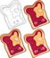 Colorful cartoon toast with cute face  jam and butter sketch template set