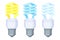 Colorful cartoon warm and cold fluorescent bulb set