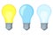 Colorful cartoon warm and cold light bulb set