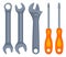 Colorful cartoon wrench screwdriver set