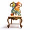 Colorful Carved Chair With Playfully Ornate Design