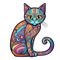 Colorful cat fantasy sticker 2D cute illustration. additional transparent png