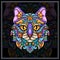 Colorful Cat head mandala arts