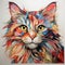 Colorful Cat Head: A Picasso-inspired Siberian Cat Painting