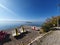 colorful catamarans on the shore of the blue sea on a sunny day