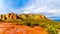 Colorful Cathedral Rock and other red rock mountains between the Village of Oak Creek and Sedona