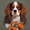 colorful cavalier king with flowers