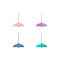 Colorful ceiling lamp flat color vector object set