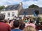 Colorful Celebration in Plomodiern: Festival Du Menez-Hom 2023 with Queen of Cornouaille on Stage in Traditional Costumes