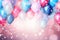 Colorful celebratory background with pink and blue balloons. Generative AI