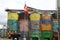 Colorful cement silos on Granville Island, Vancouver, British Columbia, Canada