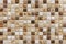 Colorful Ceramic Mosaic Tiles (White, Cream, Light Brown, Brown, Dark Brown). background of brown ceramic tiles