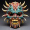 Colorful Ceramic Skull Mask: Grotesque Comic Book Style