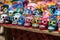 Colorful ceramic skulls for sale at Chichen-Itza, Mexico
