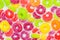 Colorful cereal and milk background