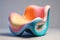 A colorful chair, dreamlike imagery, in the style of playful, rendered in cinema4d, soft pastel tones, biomorphic forms