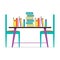 Colorful Chairs And Books On Table