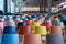 Colorful chairs in modern auditorium