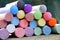 Colorful chalk crayons for street painting