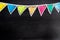 Colorful chalk drawing in hanging party flag shape