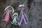 Colorful chalk drawing: happy family