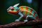 Colorful chameleon panther on the branch