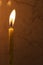 Colorful Chanukah candles lit in the menorah, candle light