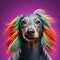 Colorful Charm Dog with a Playful Fringe