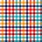 Colorful checkered gingham plaid fabric seamless pattern in blue white red and yellow, print